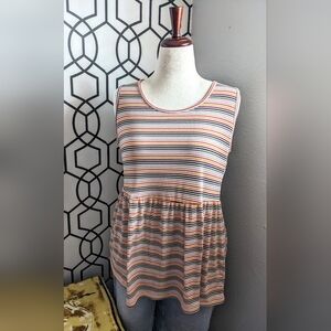 🤎Lane Bryant Striped Peplum Summer Shirt🧡